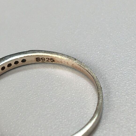 Sterling Silver Ring Size 6.75 Half Eternity Pave Style CZ Band Signed 925 - Picture 3 of 13